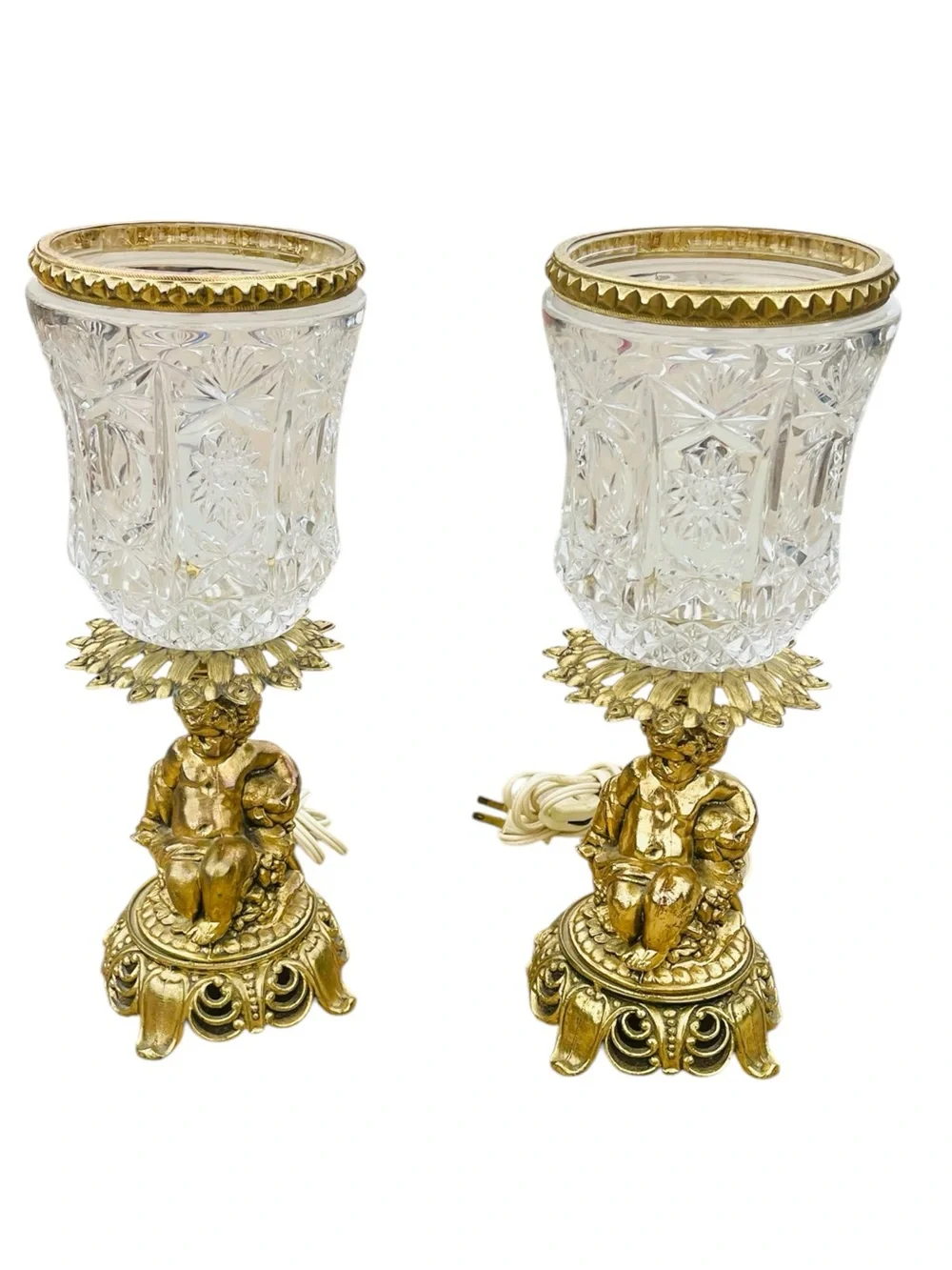 Rare Pair of Vintage L&L WMC Cherub Lamps - Hollywood Regency - Picture 2 of 8